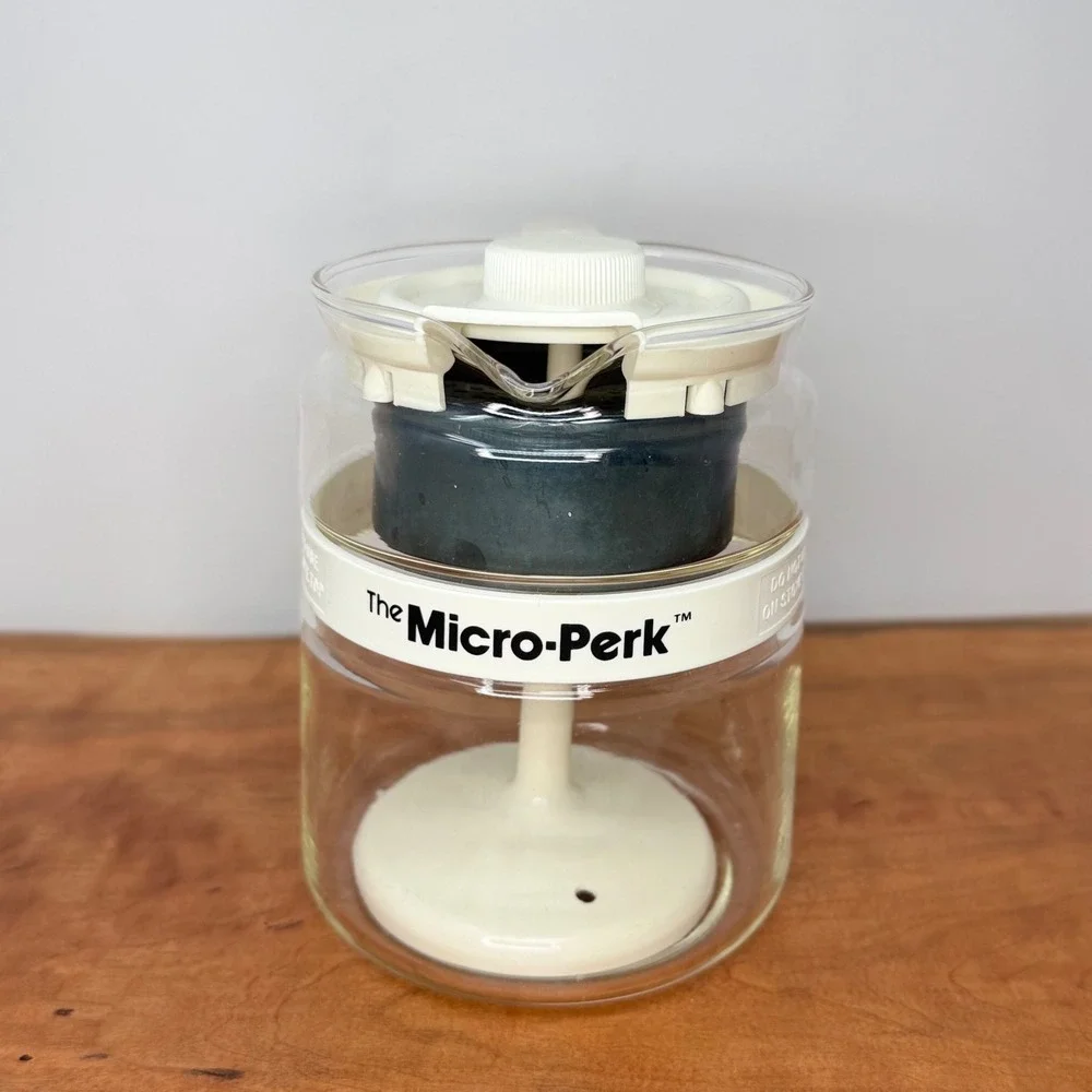 Vintage Gemco The Micro-Perk Microwave Coffee Percolator Glass White C-32 USA